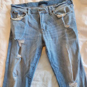 Aeropostale Light Blue Stretch 33/34 Lightly Worn Ripped/Distressed Jeans